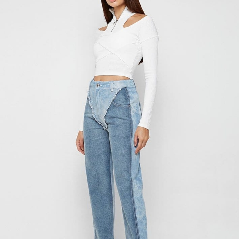 MANIERE DE VOIR • NWOT Designer Acid Wash Mom Jeans